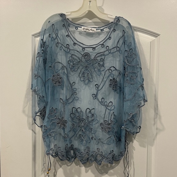Pretty Angel blue Embroidered Women's Top - Picture 1 of 6